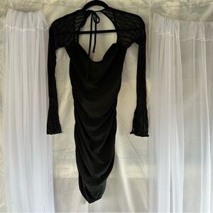 Mesh Black Lace Sleeve Bodycon Mini Dress